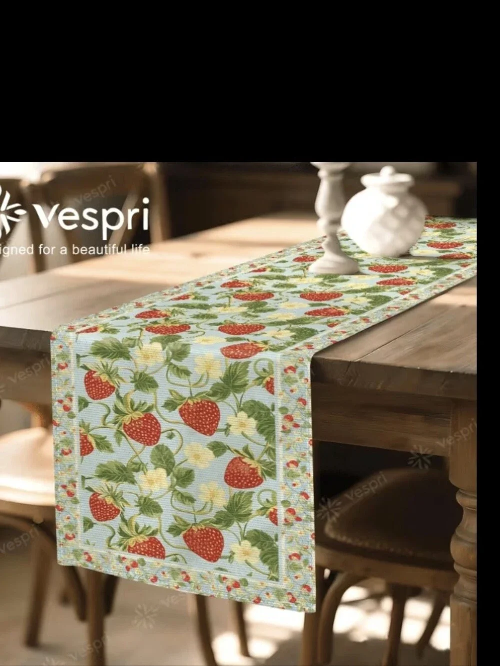 Strawberry 🍓 Decor 7pc Set: 1 Table Runner & 6 Placemats NEW